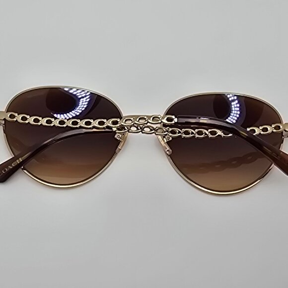 Coach HC7114 L1148 900574 Light Gold Frame Brown Gradient Lens Sunglasses w Case main image 6